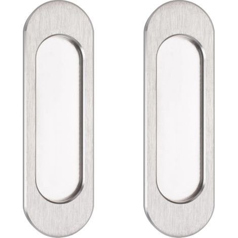 Set aus 2 verdeckten, selbstklebenden ovalen Schiebetürgriffen aus Aluminiumlegierung für Scheunentüren, Schränke, Garderoben, Schubladen (120 mm)