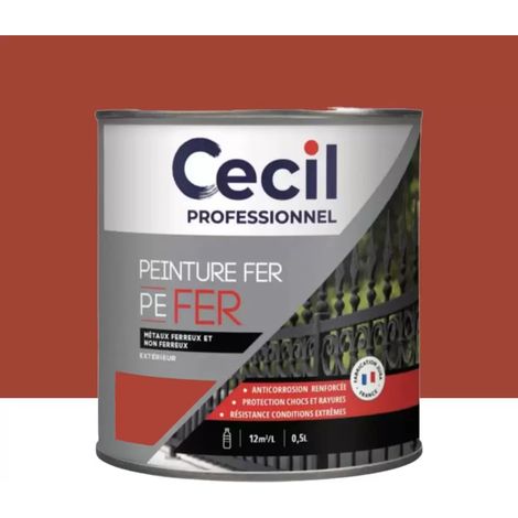 Peinture Fer Glycéro Cécil Professionnel PE FER Rouge Brillant 0,5 L (1/2)