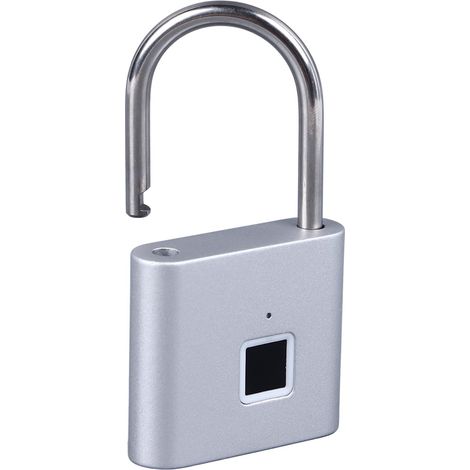 Cadenas à empreinte digitale étanche en acier inoxydable, serrure électronique intelligente sans clé pour la maison, l'école, le bureau ou l'entrepôt, couleur argent. (1/5)
