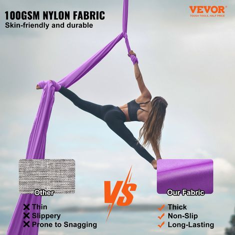 Hamac de Yoga Aérien 8x2,8 m Kit Balançoire de Yoga Inversion Danse Aérienne en Nylon 100 g/m² Charge 1000 kg Vol Anti-gravité d'Ai… (1/5)