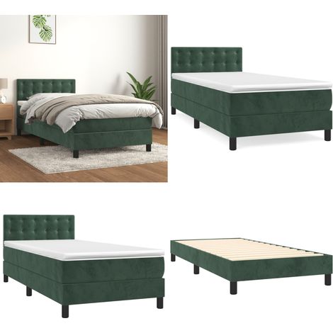 Boxspringbett mit Matratze Dunkelgrün 90x190 cm Samt - Boxspringbett - Doppelbett - Samtbett - Bettauflage - Matratze - Home & Living (1/5)