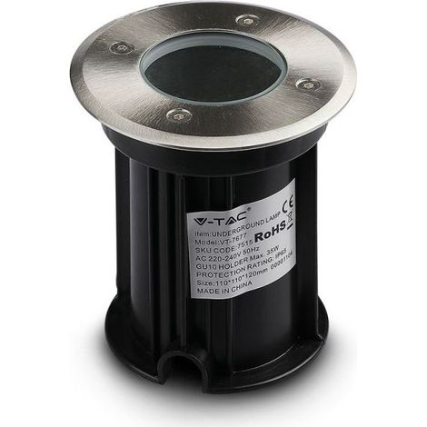 Spot Encastrable Extérieur de Sol Rond IP65 Pour Ampoule LED GU10 Inox V-TAC VT-7677 (1/10)