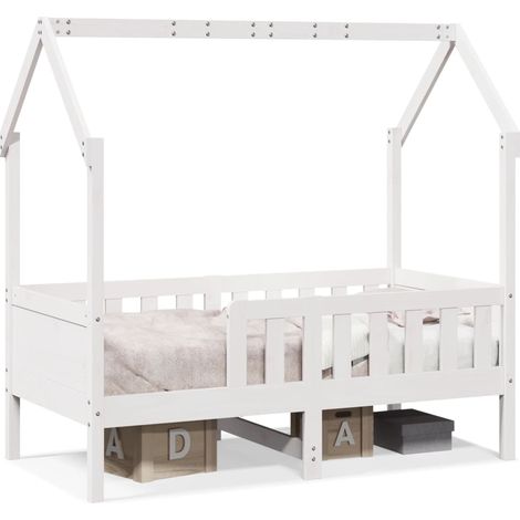 Maison Exclusive - Kinderbett Hausbett Weiß 70x140 cm Massivholz