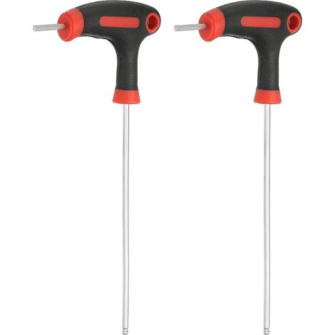 2Pcs Clé Hexagonale À T À Bout Sphérique 2.5mm Cr-V Rouge Noir (1/5)