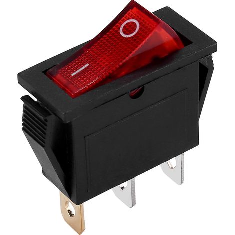 Interrupteur à bascule marche/arrêt bipolaire 28 x 10 mm 250 V 15 A 3 bornes rouge (1/5)
