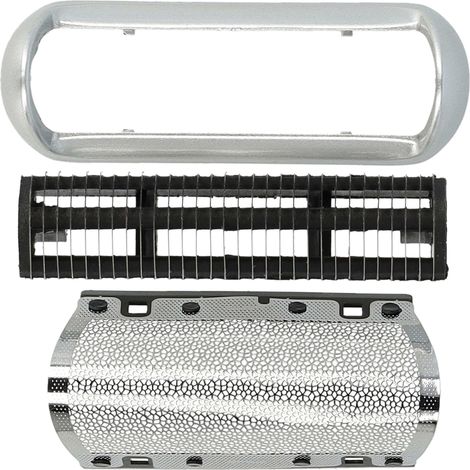 vhbw Kombi-Pack Scherteil kompatibel mit Braun MobileShave M-60g (Typ 5607) Elektrorasierer, Folie + Messerblock, schwarz/silber