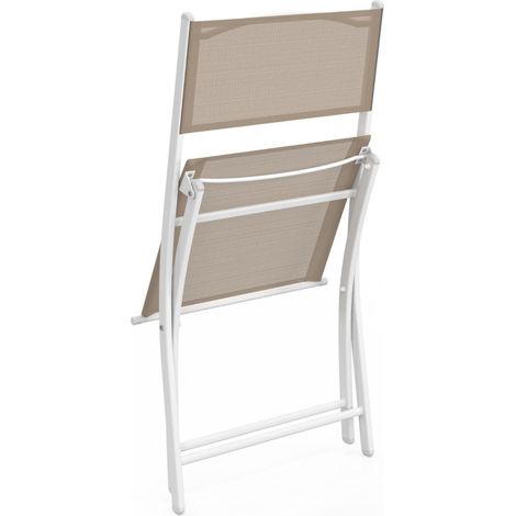 Set di 6 sedie da giardino pieghevoli BASTIA in metallo e textilene, bianco e beige