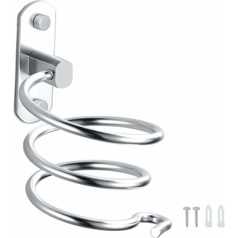 AMXCNOY Haartrocknerhalterung, Wandhalterung aus Aluminium für Haartrockner, Kabelhalter für Küche, Badezimmer, Badezimmerzubehör (Silber) (1/4)