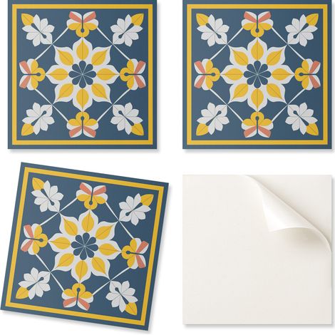 Paquete de baldosas de vinilo autoadhesivas con estampado floral para sal贸n, 20x20x20 cm.