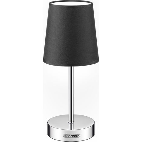 Monzana Nachttischlampe Stoffschirm 32cm Hoch E14 Chrom 15W Wohnzimmer Schlafzimmer Büro Flur Metall Schirm Tischlampe Tischlampe Nachttischleuchte  Anthrazit 1er Set