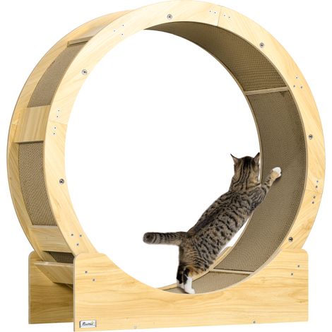 Katzenlaufrad 91 cm Katzenrad 91 cm mit Bremse, Kratzbrett, Eiche