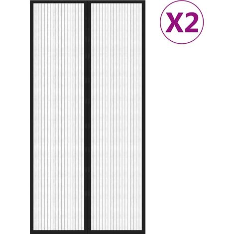 Maison Exclusive - Rideaux de porte anti-insectes 2 pcs et aimants noir 220x100 cm (1/5)