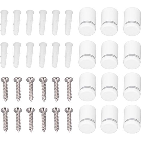 Lot de 12 entretoises publicitaires en verre, en acier inoxydable, 19 x 25 mm, pour supports de panneaux muraux et vis pour enseignes en verre (1/5)
