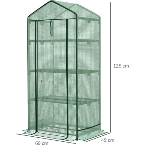 Mini serre à semis 3 étagères bâche plastique, porte enroulable pour potager et balcon (1/5)