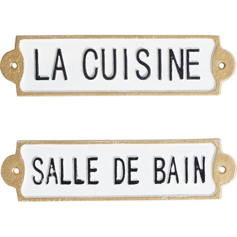 Conjunto de 2 placas rectangulares de metal decoración de pared para puertas vintage blanco Isere
