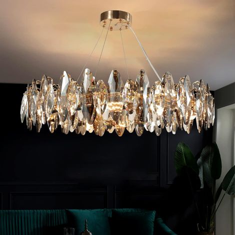 Lustre moderne à LED cristal ,Plafonnier en cristal ovoïde étincelant or,8xE14 suspensions de salon,8-flammes (1/5)