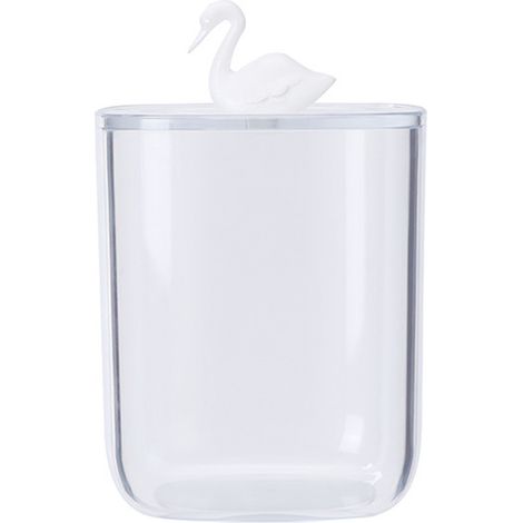 Boîte de Rangement pour Coton-Tige Transparente Multifonction avec Couvercle pour Salle de Bain Cygne Élégant (1/5)