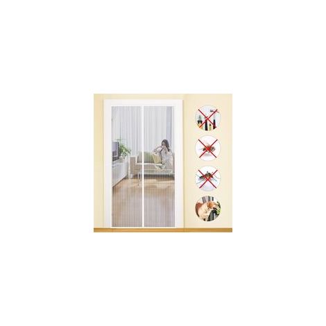 Magnetisches Moskitonetz für Türen und Fenster, 120 x 210 cm, extra engmaschiges Netzgewebe, magnetischer Fliegengitter für Innen- und Außentüren, bohrfreie Montage, mit Klebeband, weiß (1/5)