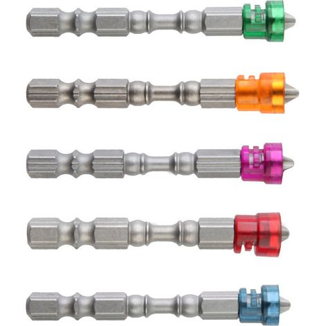 Set mit 5 einfarbigen magnetischen Phillips-Schraubendreherbits aus Hartmetall für elektrische Schraubendreher. (1/5)
