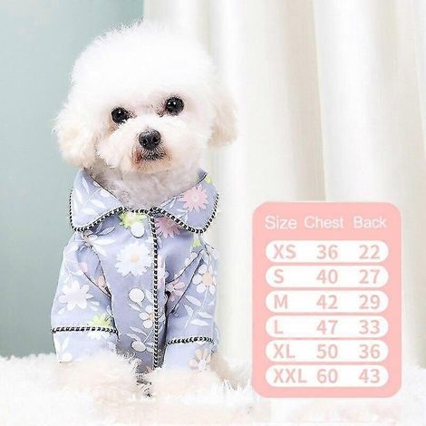 Modischer Haustierpyjama, Hundehemd, Luxusmantel, Freizeitkleidung für kleine und mittelgroße Hunde, Katzen, Chihuahuas, Bulldoggen, blaue Blumen (1/5)