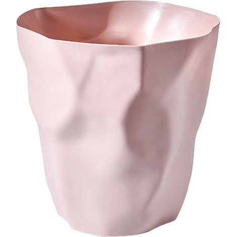 Irregular Plastic Waste Paper Bin Office Waste Paper Bin Bedroom Waste Paper Bin (Pink) (1/5)