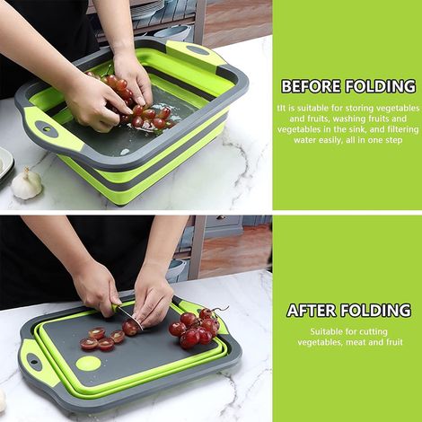 Planche à Découper Pliable - 42,5 x 31 x 15 cm - Pour Préparation Alimentaire Cuisine Extérieur Pique-Nique Camping - 1 Pièce (1/5)