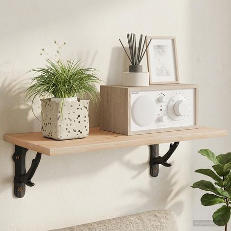 vidaXL Soportes para estanterías de pared 12 uds. Negro 14 x 14 x 4 cm (1/5)