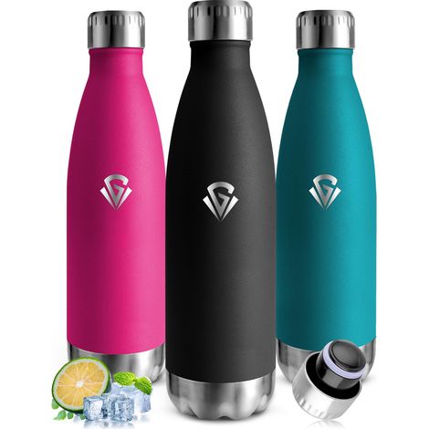 Gourde isotherme, Gourde inox 500ml, sans BPA, Double Paroi, Bouteille d'eau Acier Inoxydable, 24h froid (1/5)