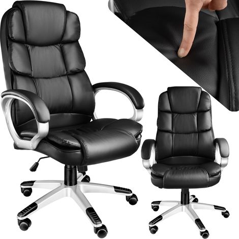 Fauteuil de direction rotatif 360° en polyuétane avec accoudoirs noir