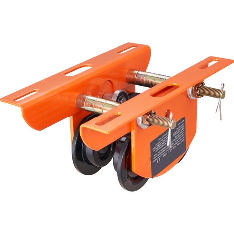 Mophorn Carrello manuale con paranco elettrico, capacità 1100 libbre, carrello a trave di spinta con ruote doppie, larghezza flangia regolabile da 2,36" a 4,72" per travi a I