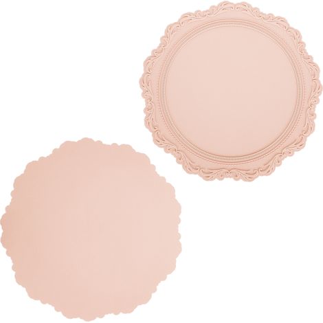 Dicke, runde Silikon-Tischmatte, geprägtes Muster, wärmeisolierend, skandinavischer Stil, rosa, für Küche und Haushalt (1/5)