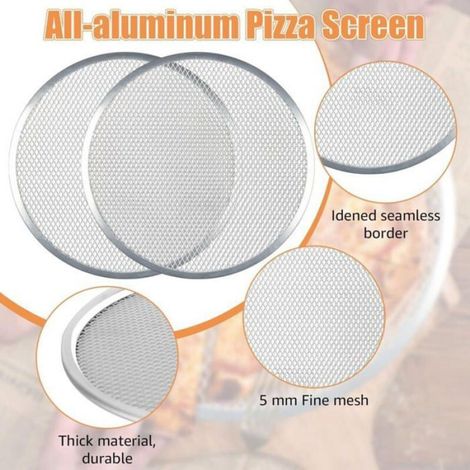 Lot de 3 Grille à Pizza 33 CM, Plaque à Pizza en Aluminium, Plat Pizza Rond pour Pizza, Grille de Barbecue Label (1/4)