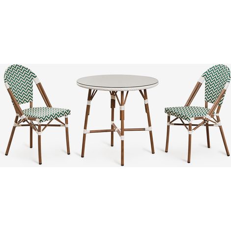 Set da tavolo rotondo Brielle Bistro (diametro 80 cm) e due sedie da giardino impilabili in alluminio SKLUM (1/5)