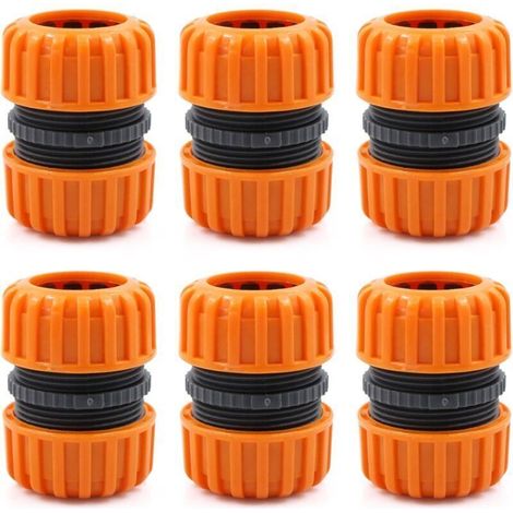 Lot de 6 raccords de tuyau d'arrosage - Kit de réparation pour tuyau d'arrosage - 19 mm (3/4") - Jaune (1/4)