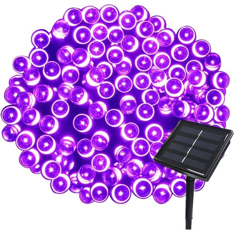 22M Guirlande Solaire 200 LED 8 Jeux de Lumière Guirlande Lumineuse Idéal pour la Décoration de Jardin Gazebo Patio Cour Clôture Extérieur (Violet) (1/5)