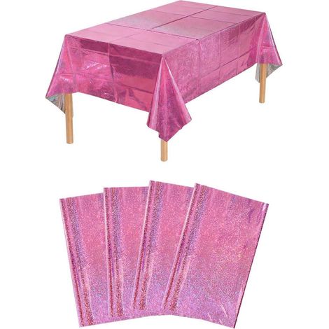 Lot de 4 nappes Rose pailletées 137x274cm pour anniversaires et fêtes
