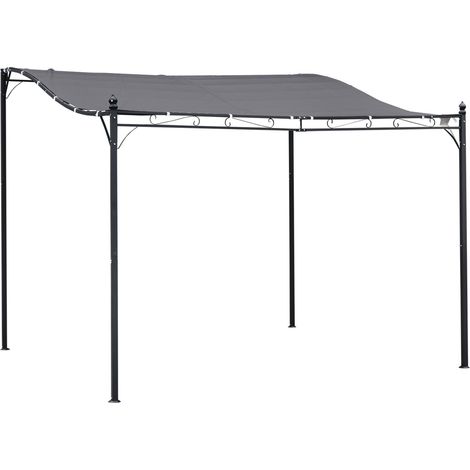 easycomfort gazebo pergola 3x3m da esterno, giardino o terrazzo con tenda grigia (1/5)