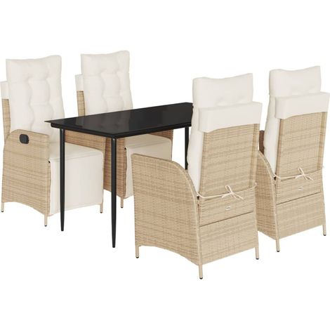 Maison Exclusive - Set comedor de jardín 5 pzas con cojines ratán (1/5)