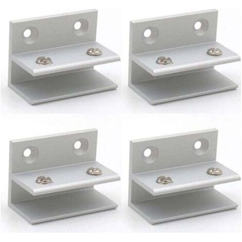 Lot de 4 pinces à verre en forme de F, support mural, pinces de douche, étagère, panneaux de serrage 10–12 mm