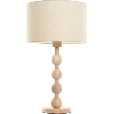 Lampara Sobremesa Hevea / Rubberwood 32X32X56 Bola (1/5)