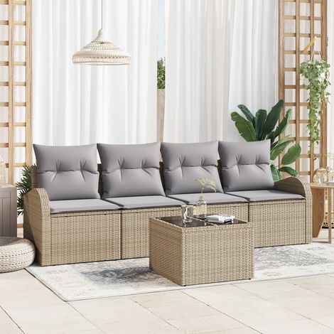 Gartensofa-set Beige 55 x 55 x 37 cm Poly-Rattan vidaXL (1/5)