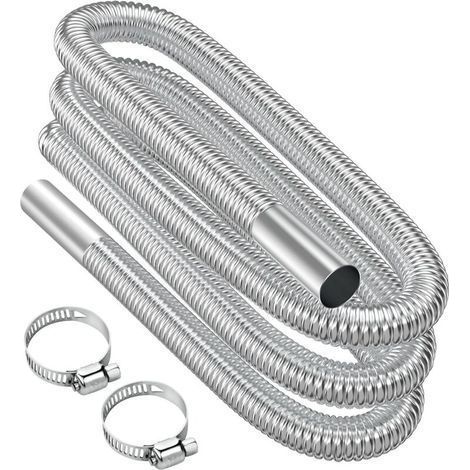 Tuyau d'échappement flexible 300 cm en acier inoxydable 304 – Diamètre 25 mm – Avec 2 colliers pour chauffage diesel et générateurs (1/5)