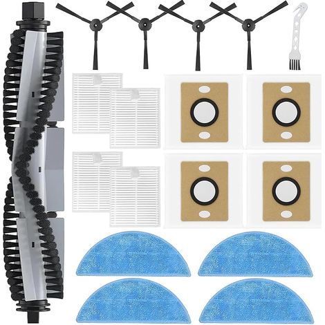 Kit d'accessoires de rechange de 18 pièces pour aspirateur robot ILIFE A30 A30 Pro : 1 brosse principale, 4 sacs à poussière, 4 filtres HEPA, 4 serpillères, 4 brosses latérales et 1 brosse de nettoyag (1/5)
