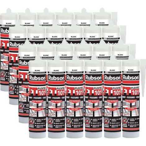 24x cartouches FT101 Mastic polyvalent Flextec 280 mL RUBSON (coloris: transparent, blanc, gris, noir, ton pierre, tuile) - Couleur: Blanc