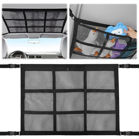 Filet de Rangement pour Toit Voiture, Filet à Bagages Universel pour Toit de Voiture, Universel Maille Sac avec Fermeture Éclair, pour à la Plupart des Véhicules Courants, SUV, Van, Jeep (1/5)