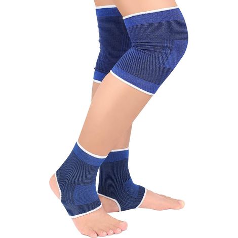 4 Pieces Kids Knee Brace Compression Ankle Brace Knee Sleeve Sock Patella Ankle Support for Girl Boy Juvenile Arthritis Swelling Relief Running (1/5)