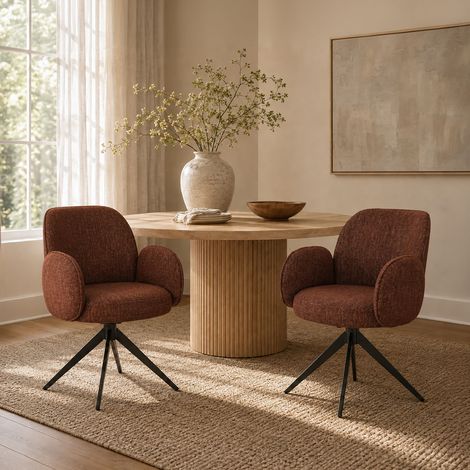 Lot de 2 fauteuils pivotantes 55x46x90 cm en tissu bordeaux - ISYS (1/5)
