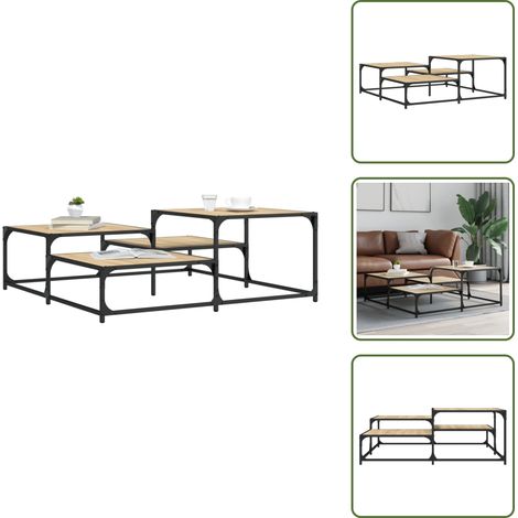 Table basse chêne sonoma 107x107x40 cm bois d'ingénierie - Table Basse - Meuble Salon - Table D'appoint - Table Ronde - Design Moderne (1/5)