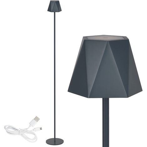 Lampadaire LED rechargeable par USB sans fil avec variateur d'intensité en métal pour intérieur et extérieur IP54 Gris (1/5)