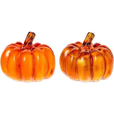 Décorations d'automne en forme de citrouille avec lumières LED, lot de 2 lanternes décoratives en forme de citrouille pour Thanksgiving, Halloween et Noël (1/5)